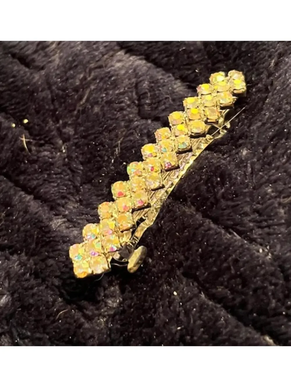 Vintage Gold-Tone Rhinestone Barrette Hair Clip